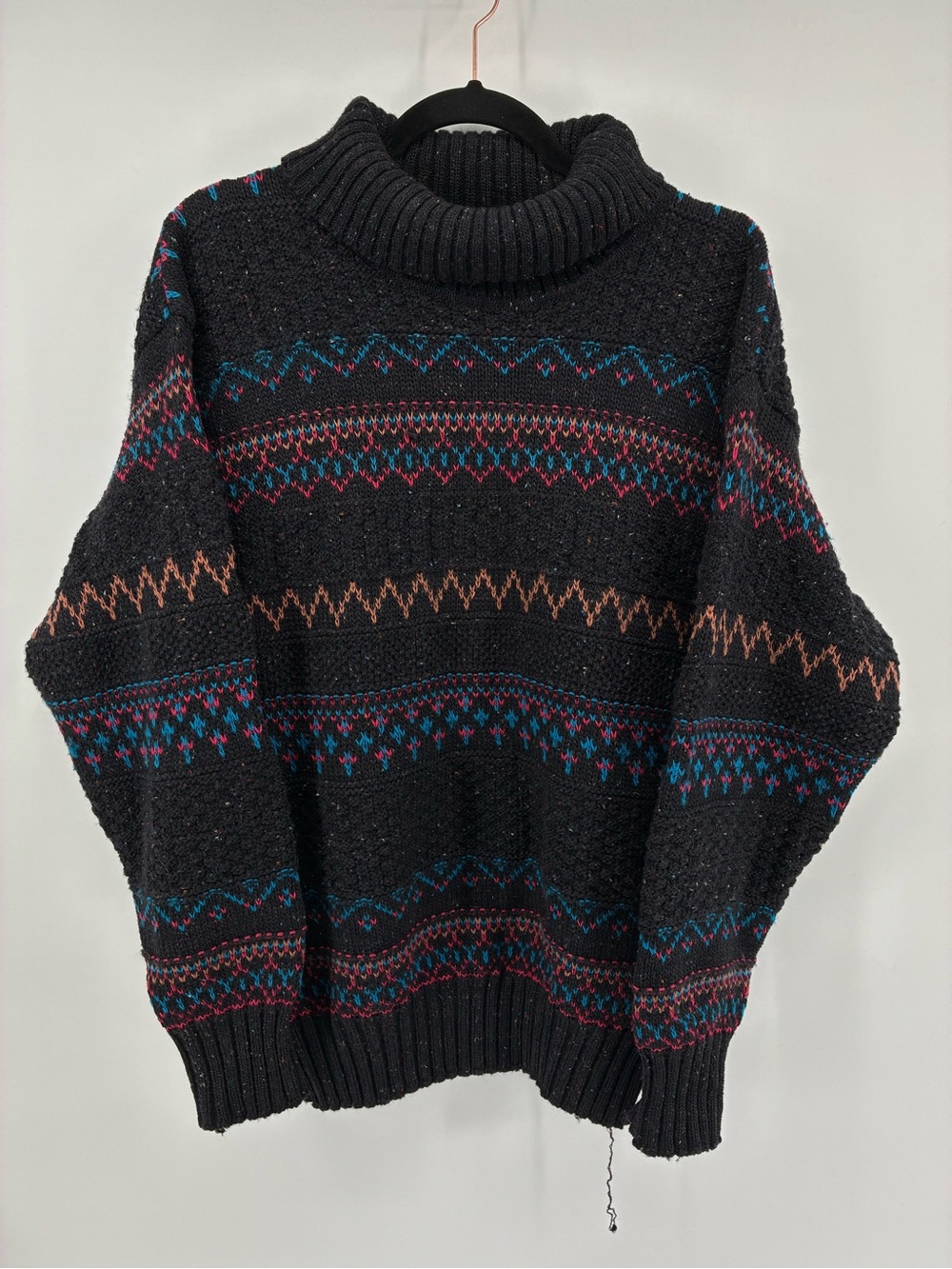 Vintage Tundra 100% Wool Men's Black Turtleneck Sweater Made in Canada